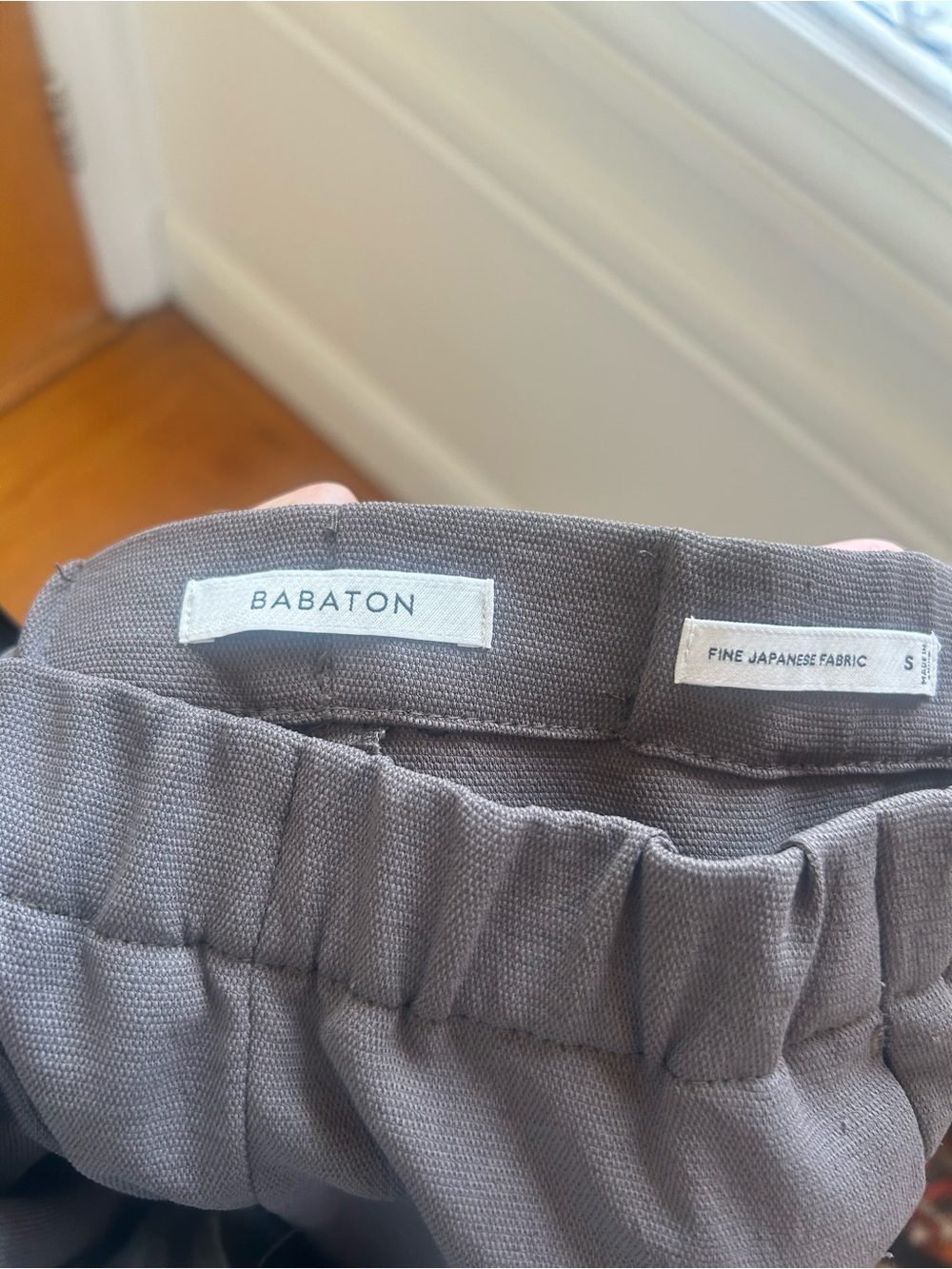 Babaton Taupe Elastic-Waist Linen-Blend Trousers
